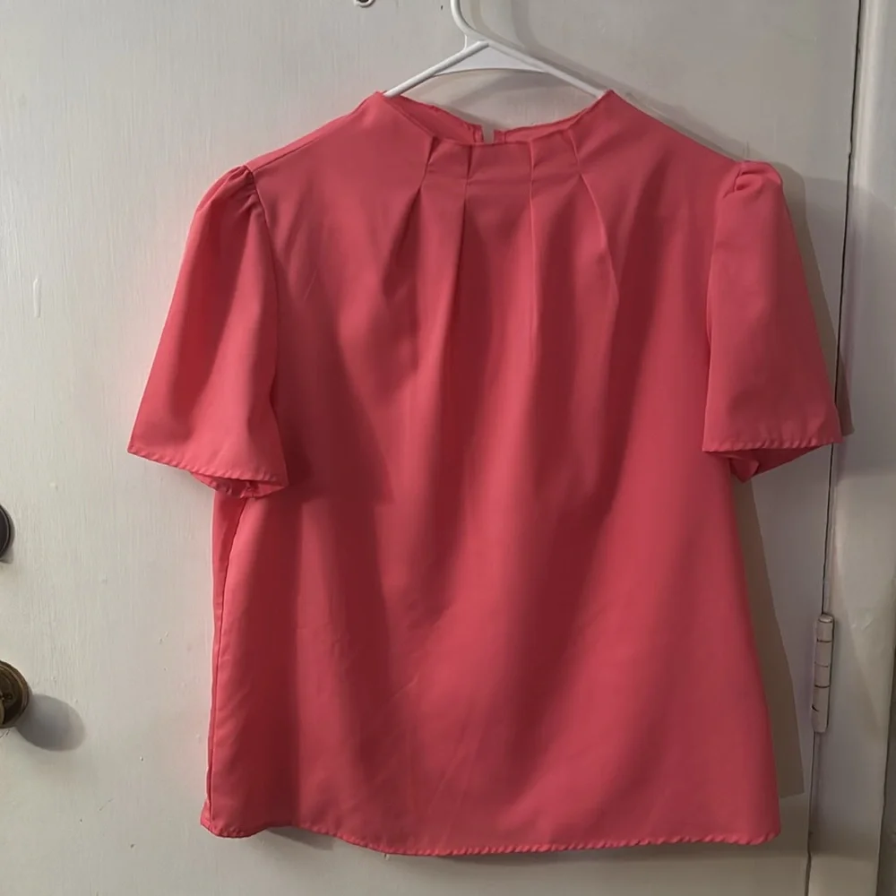 Shein Rafferiza Pink Pleated Mock Neck Top L Coquette Girl Coconut Bubblegum